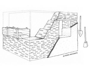 Muro de tapia reforzado con piedras en su interior